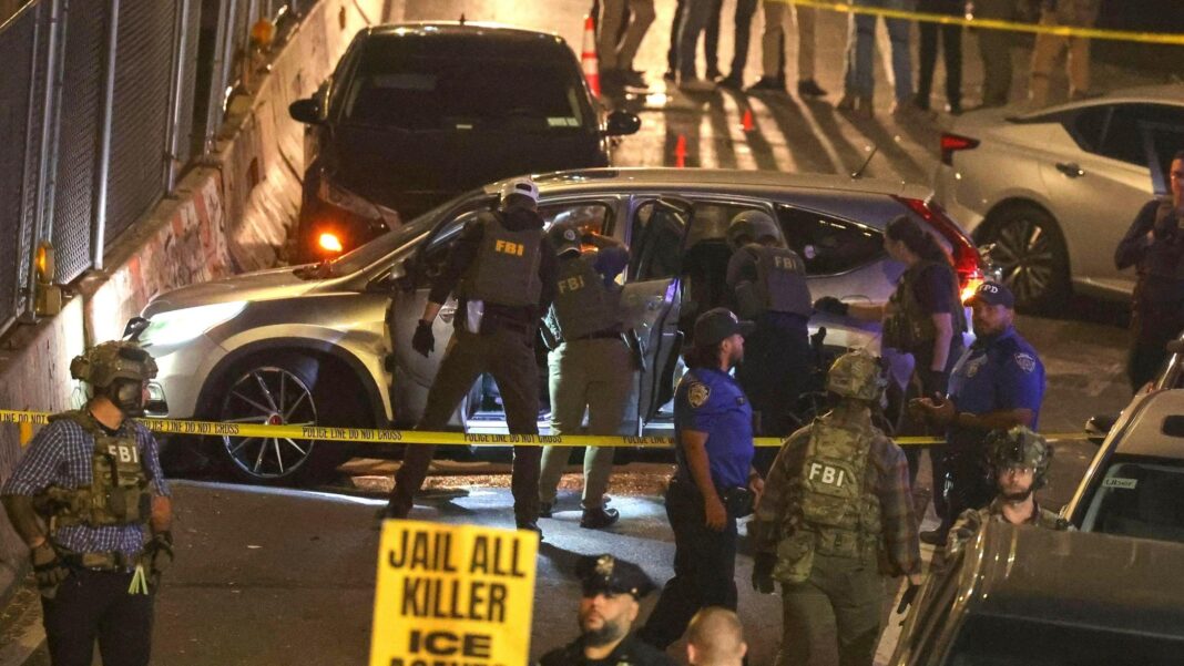 FBI officials searching the scene