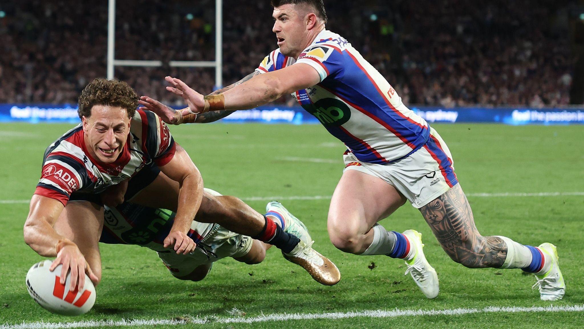 Mark Nawaqanitawase scores a try for Sydney Roosters