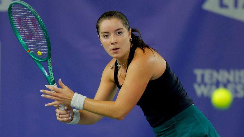 Jodie Burrage plays a shot in Wrexham