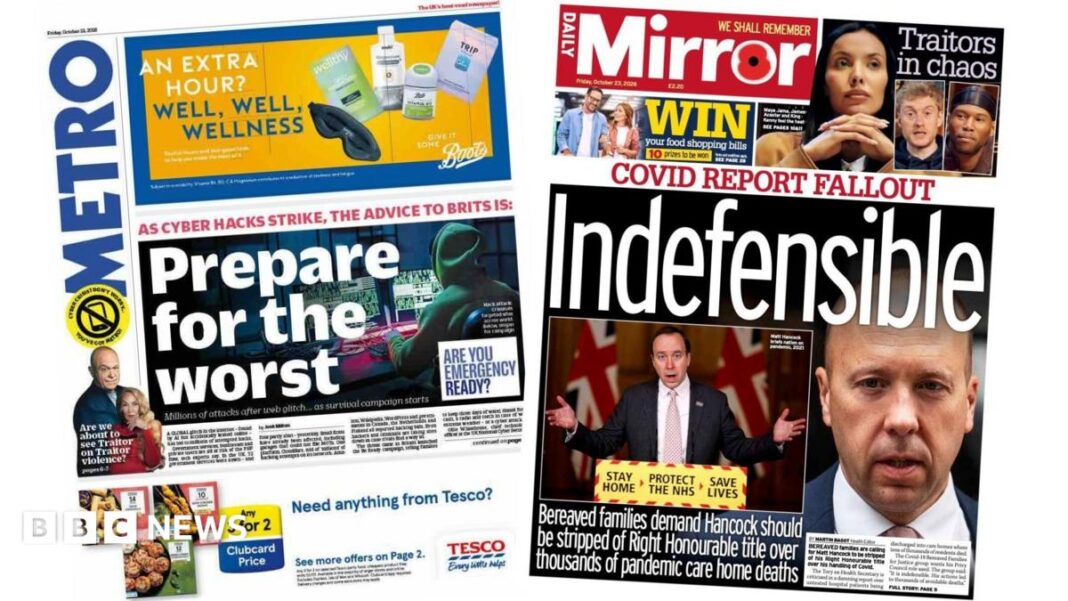 The Papers: ‘Prepare for the worst’ and ‘Covid report fallout’ The Papers: ‘Prepare for the worst’ and ‘Covid report fallout’