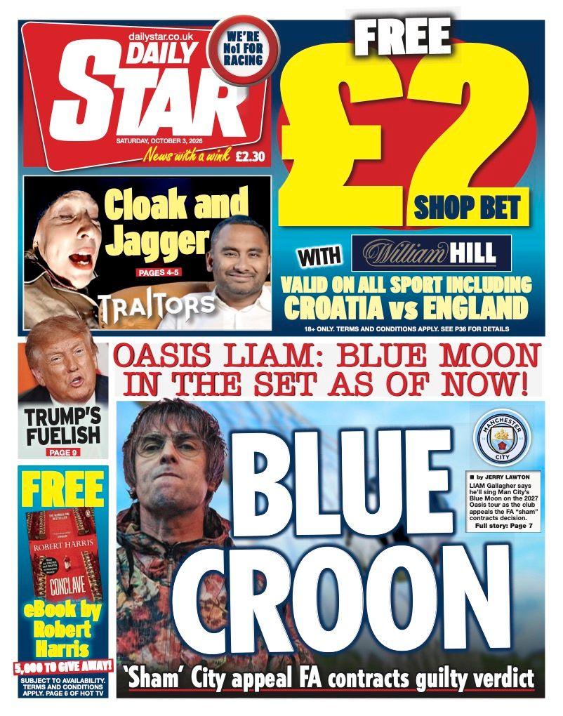 The headline on the front page of the Daily Star reads: 'Blue Croon.'