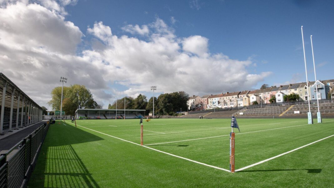 A new old home for Ospreys side fighting for a future Wide view of St Helen's across the pitch from one corner with stands to the left and the far side and terracing in front of houses to the right