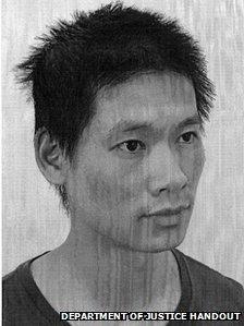 A black and white mugshot of Minh Quang Pham.