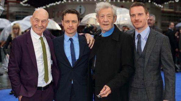 Actors Patrick Stewart, James McAvoy, Michael Fassbender, Ian McKellen and James McAvoy attend the UK Premiere of "X-Men: Days of Future Past"