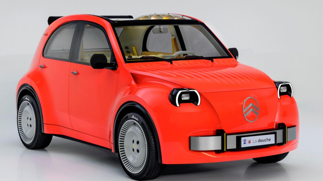 Citroen revives the 2CV for an electric age A red Citroen 2CV prototype, with retro styling