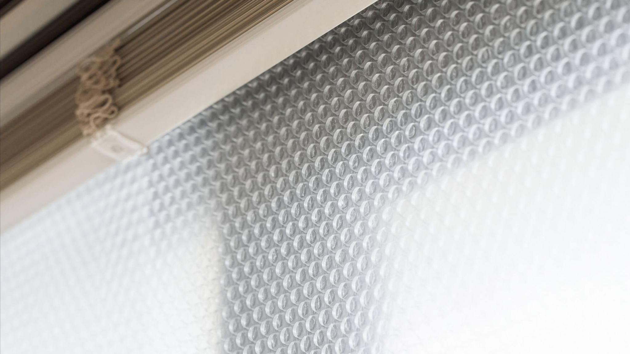 A window wrapped in bubble wrap