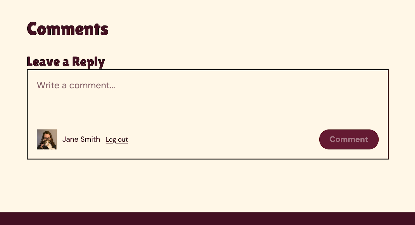 A styled comment form on a WordPress.com site