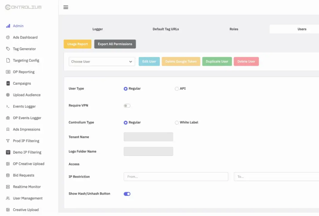 Controlium advertising/spyware control panel.