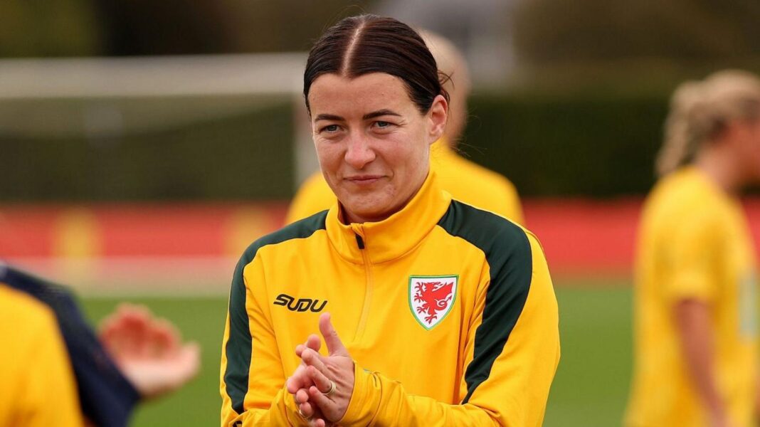 Angharad James during Wales training this week