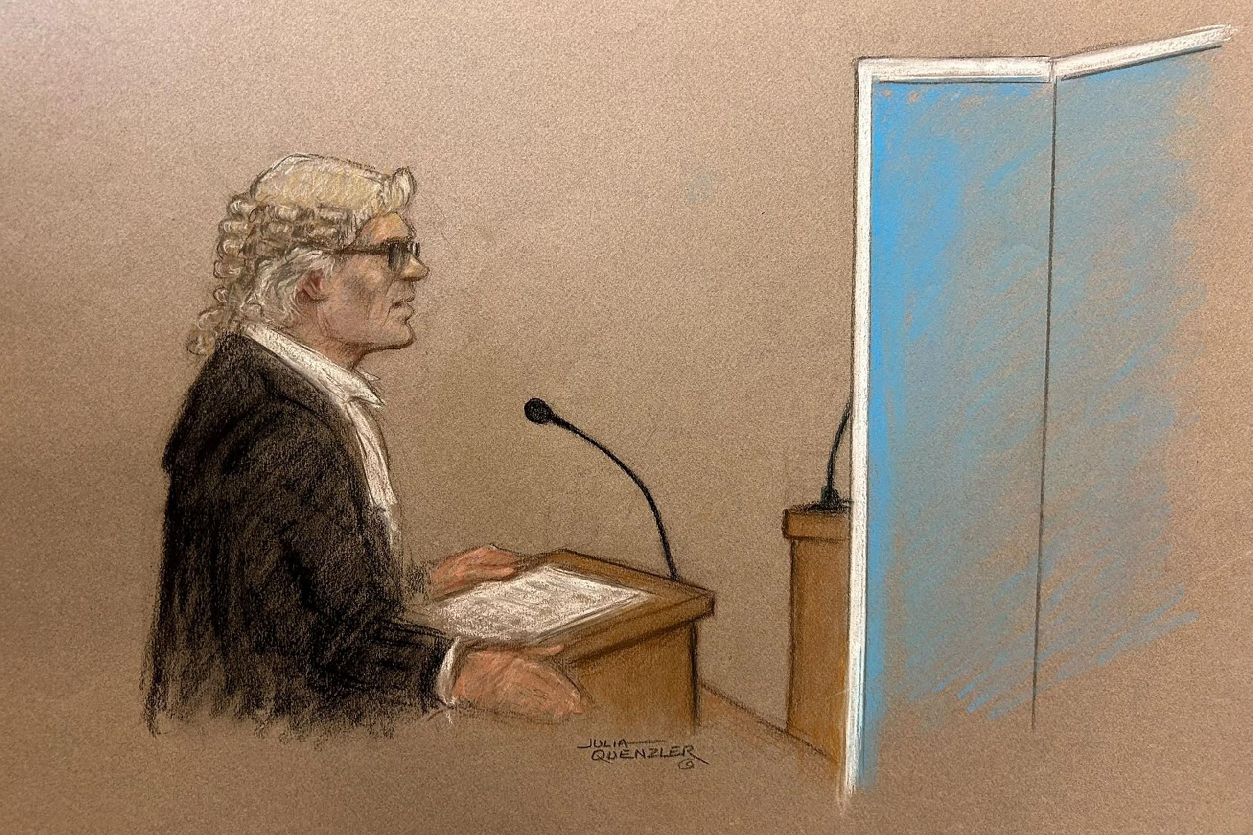 Court artist sketch of Defence Barrister Ian Winter KC, during the rape trial of Russell Brand at Southwark Crown Court, where he faces three charges of rape, indecent assault, and three counts of sexual assault, relating to six women.