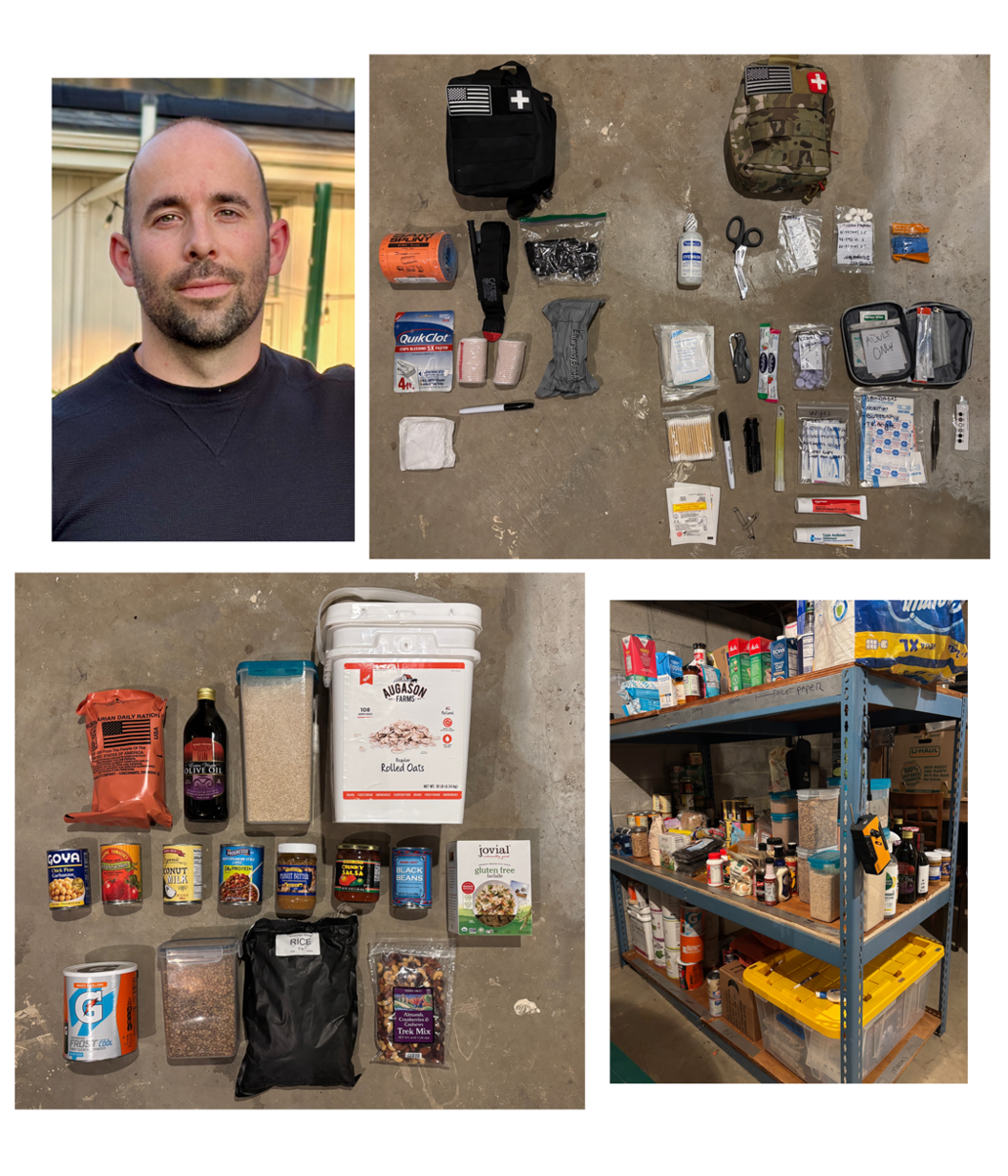 Pictures of Dan C and his emergency supplies