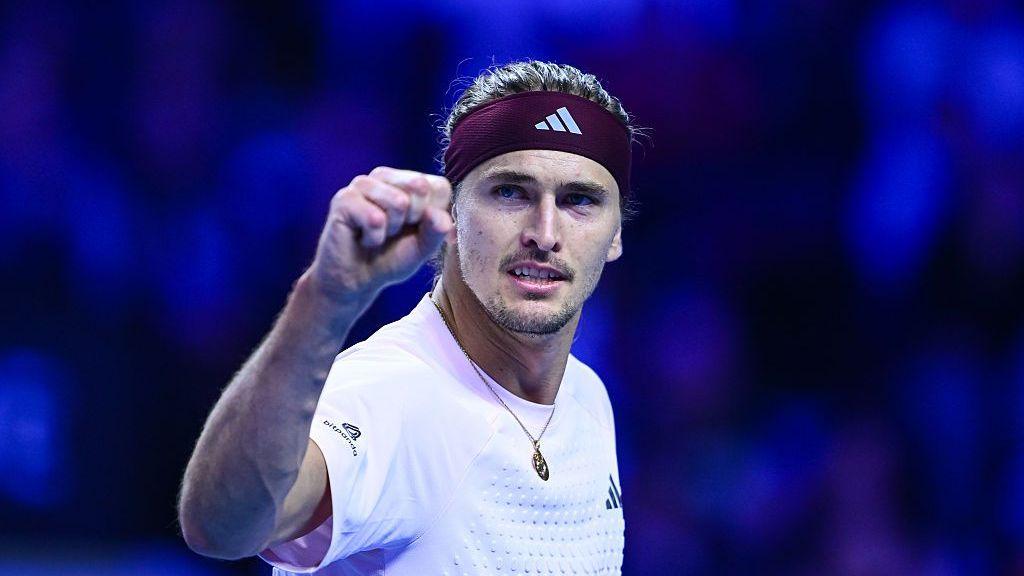 Alexander Zverev celebrates beating Arthur Fery at the Vienna Open