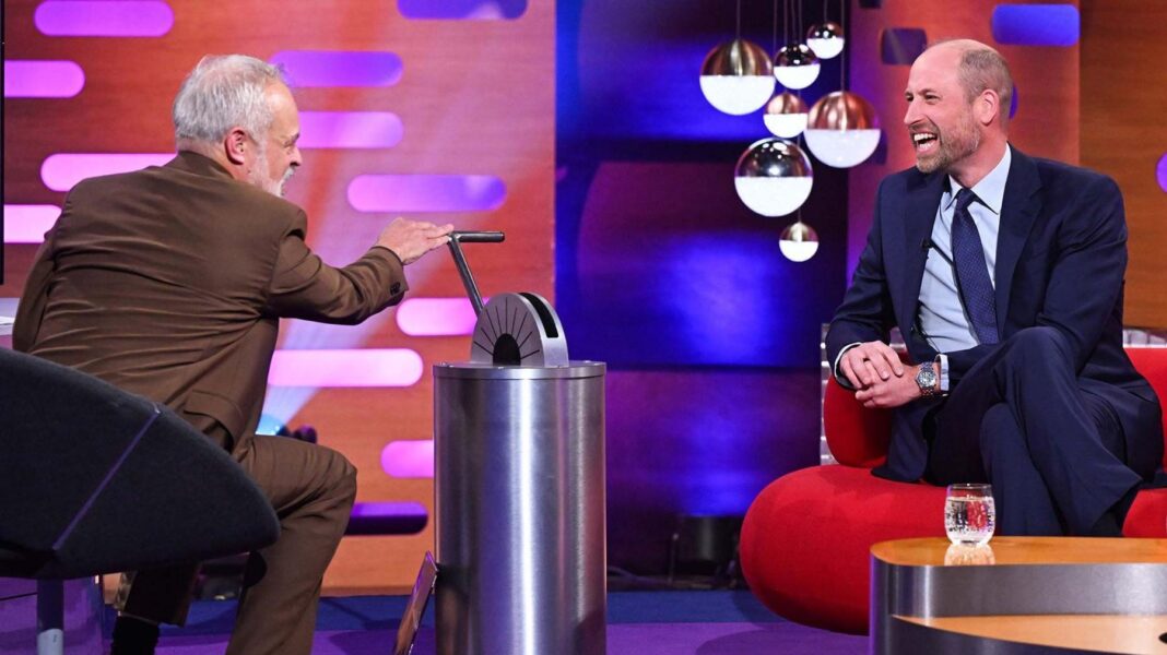 Prince William makes surprise appearance on Graham Norton Show Prince William laughs as he speaks to Graham Norton on the Graham Norton show