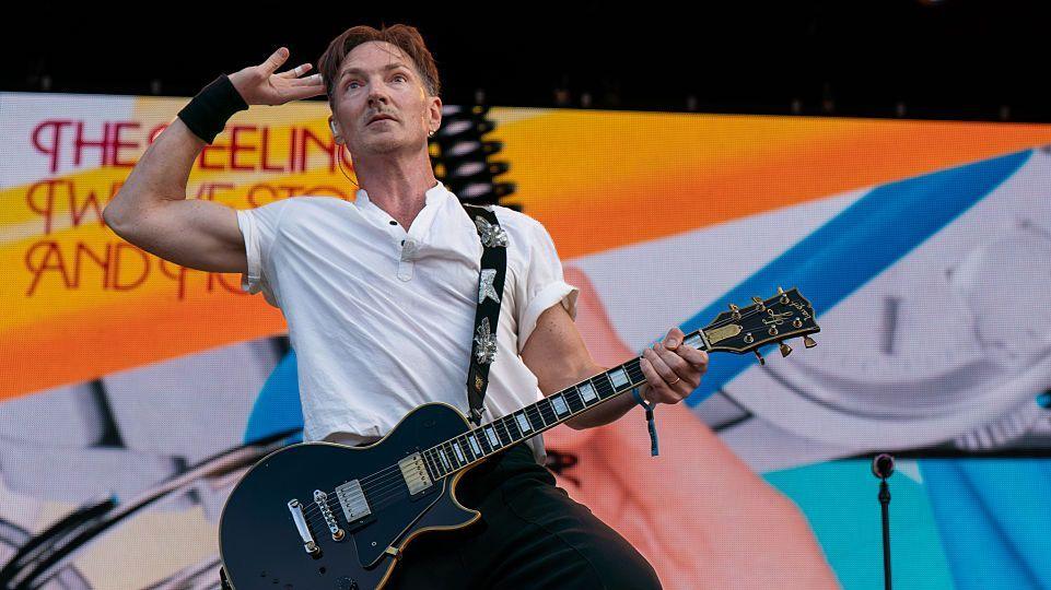 The Feeling frontman Dan Gillespie Sells performing on stage in West Sussex