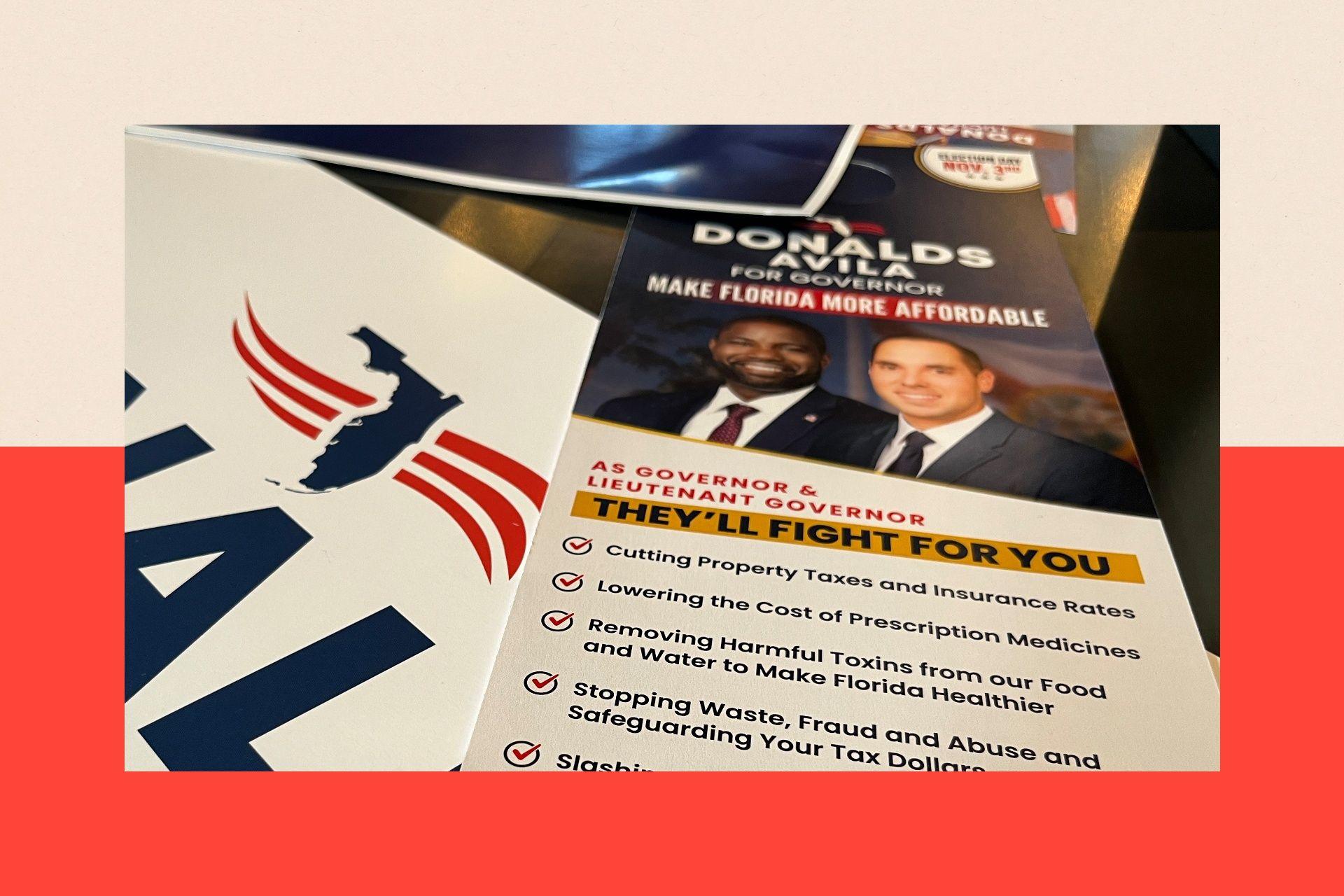 Signs, one reads “Make Florida More Affordable."