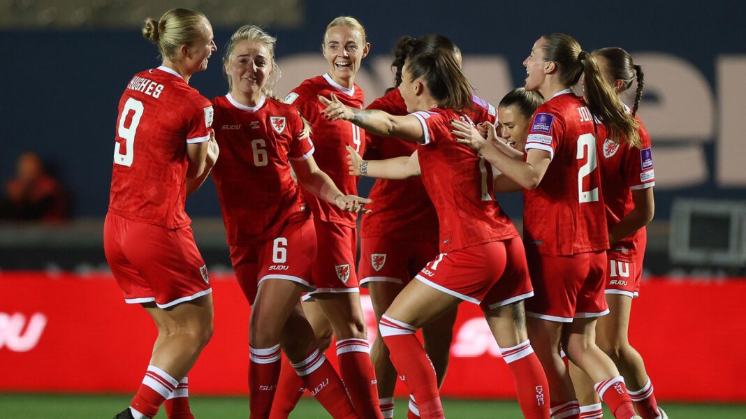 FAW sets ambitious 10-year plan but seeks more money Wales women players celebrate a goal in a game against Albania