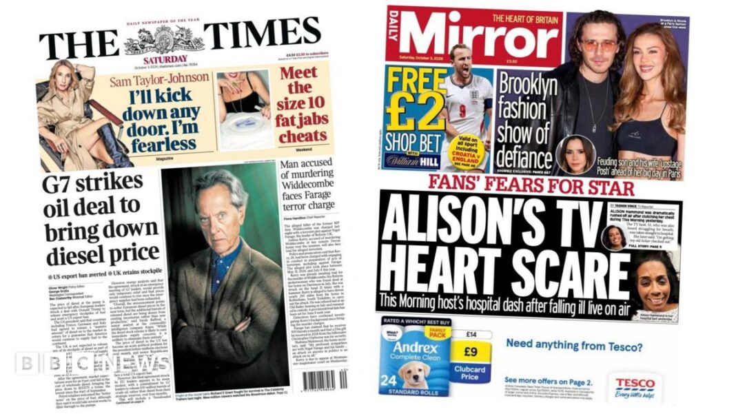 The Papers: ‘G7 strikes oil deal’ and ‘Alison’s TV heart scare’ The Papers: ‘G7 strikes oil deal’ and ‘Alison’s TV heart scare’