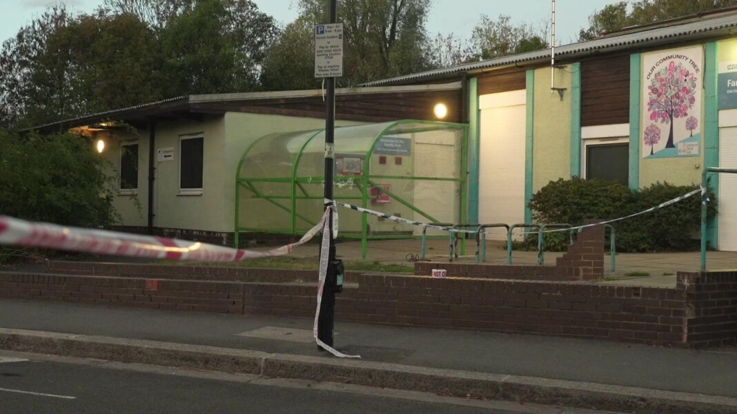 Man shot dead as families gather for memorial in London A police tape cordon cuts off a road outside of a community centre