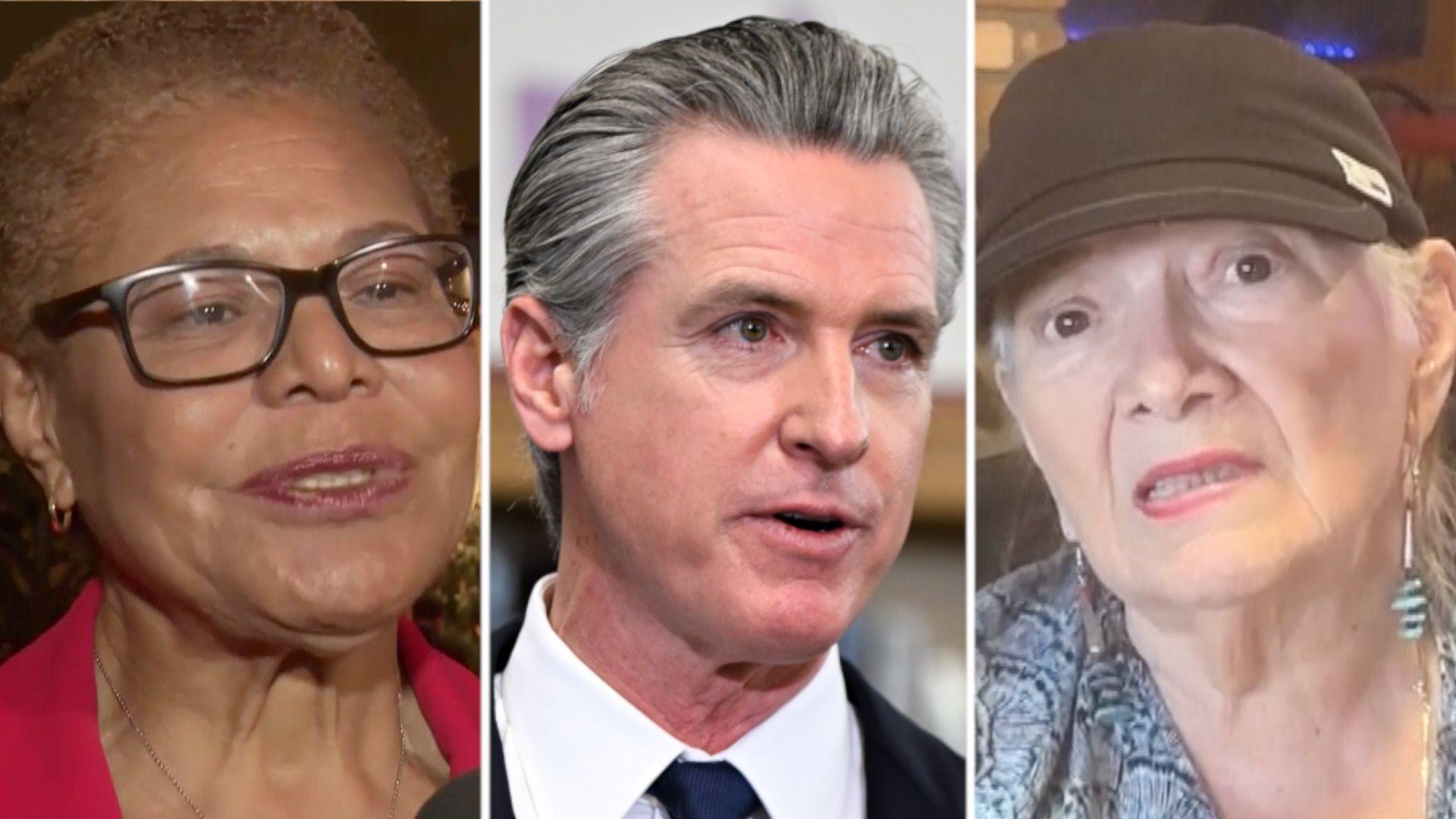 Mayor Karen Bass, Governor Gavin Newsom and Mary Rose Wilcox are pictured.