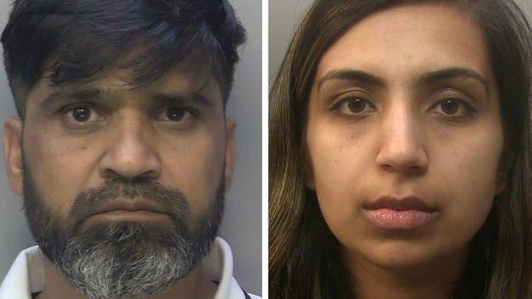 Mugshot of Urfan Sharif and Beinash Batool. Both are looking directly at the camera.