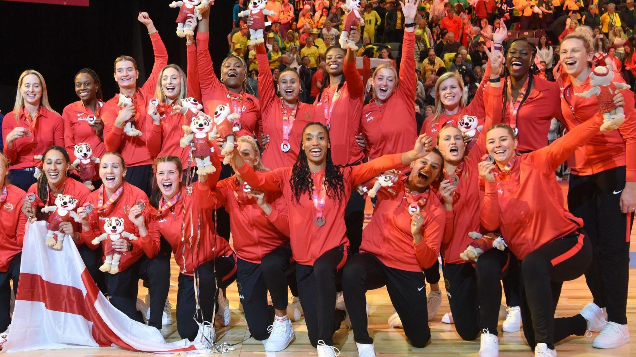 England celebrate after finishing as runners-up at the 2023 World Cup