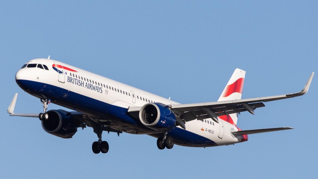 BA flight forced to turn back over cracked window A British Airways plane in flight