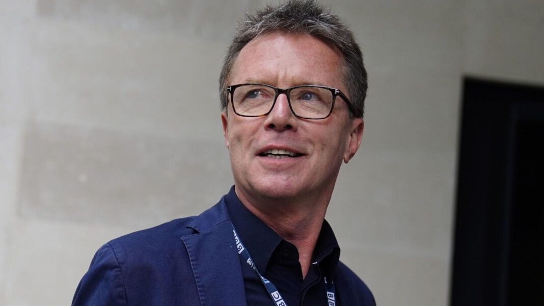 BBC’s Nicky Campbell tells court teacher who attacked him ‘completely lost it’ A man with grey spiky hair, black rectangular glasses, a blue blazer and a BBC lanyard