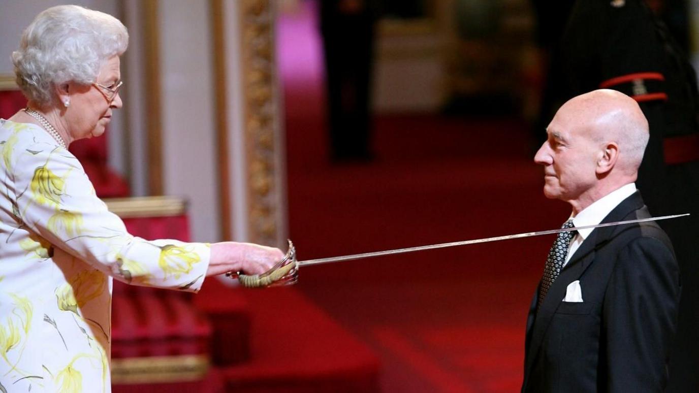 Queen Elizabeth II knighted Sir Patrick at Buckingham Palace in 2010