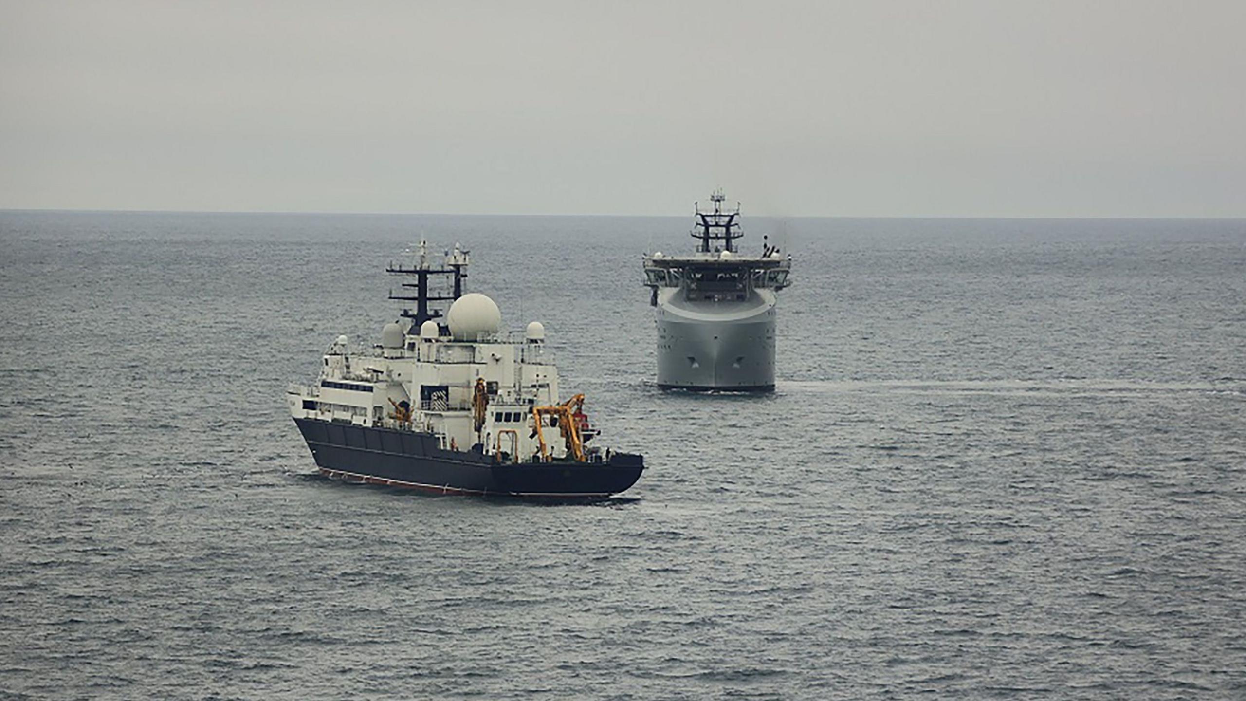 Undated handout photo issued by Royal Navy of RFA Proteus monitoring Russian ship Yantar in November 2024