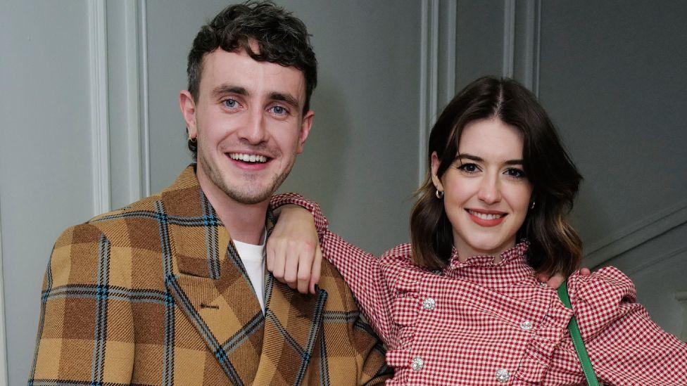 Paul Mescal (L) and Daisy Edgar Jones attend the exclusive Aftersun screening, Q&A with director and cast, and after party presented by MUBI and Gucci at Curzon Soho on November 15, 2022 in London, England
