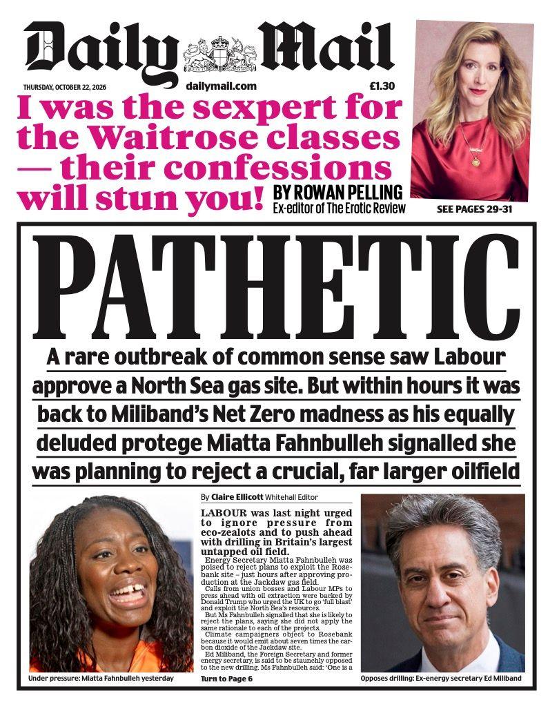 The headline on the front page of the Daily Mail: 'Pathetic.'