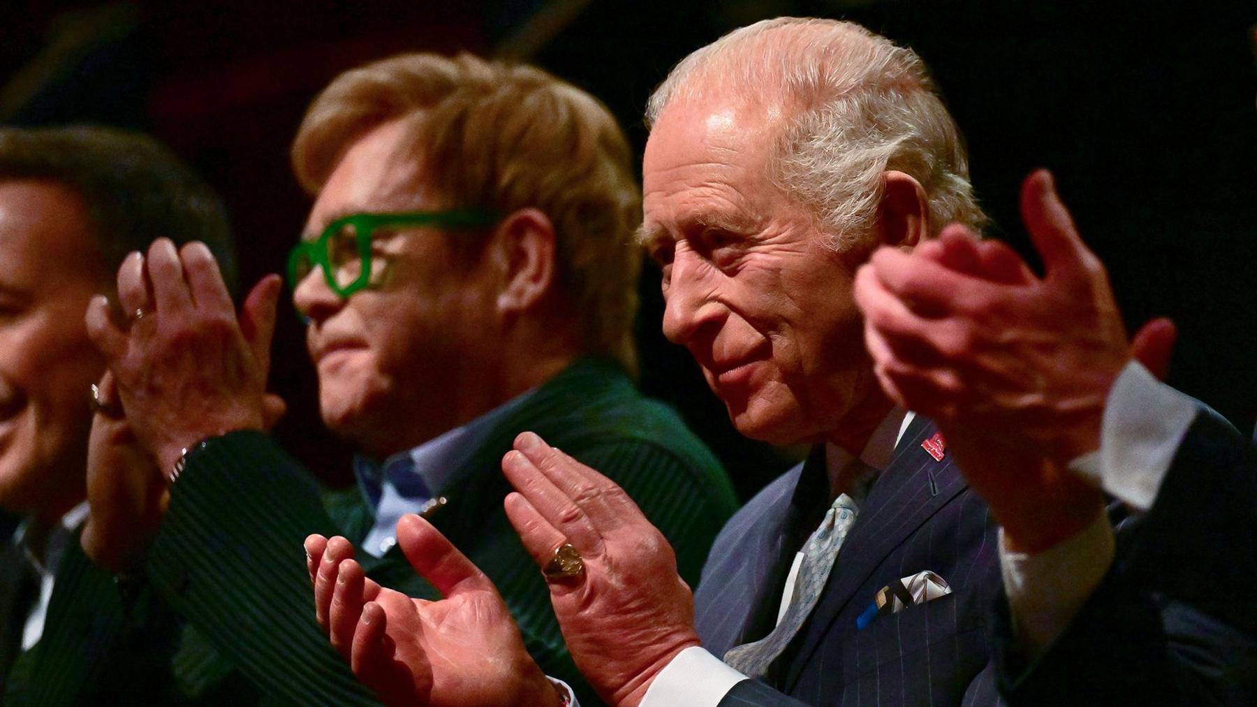 Sir Elton John and King Charles applauded the students performing their work at Apple's HQ