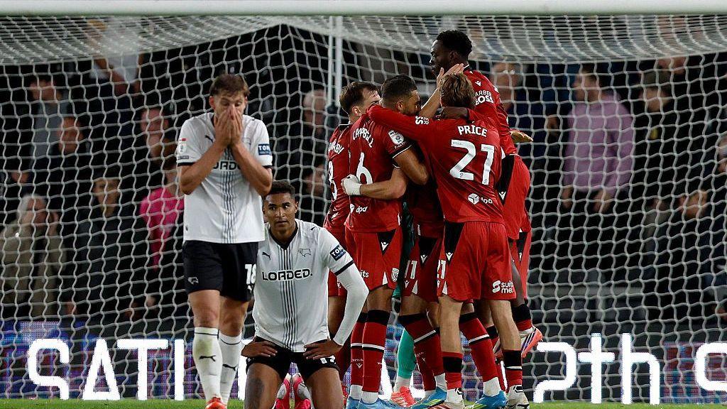 Derby react to West Bromwich Albion scoring