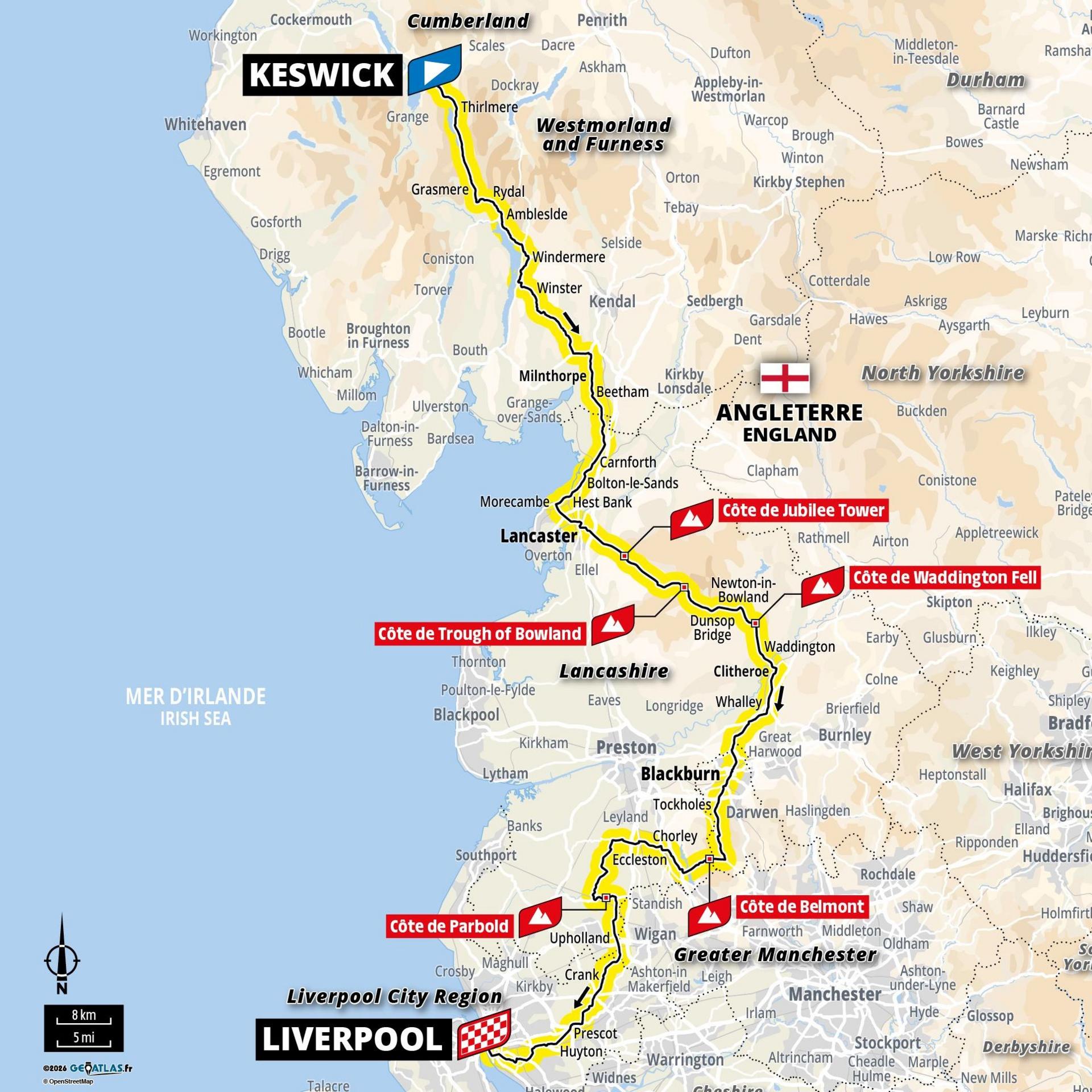 Tour de France stage two map