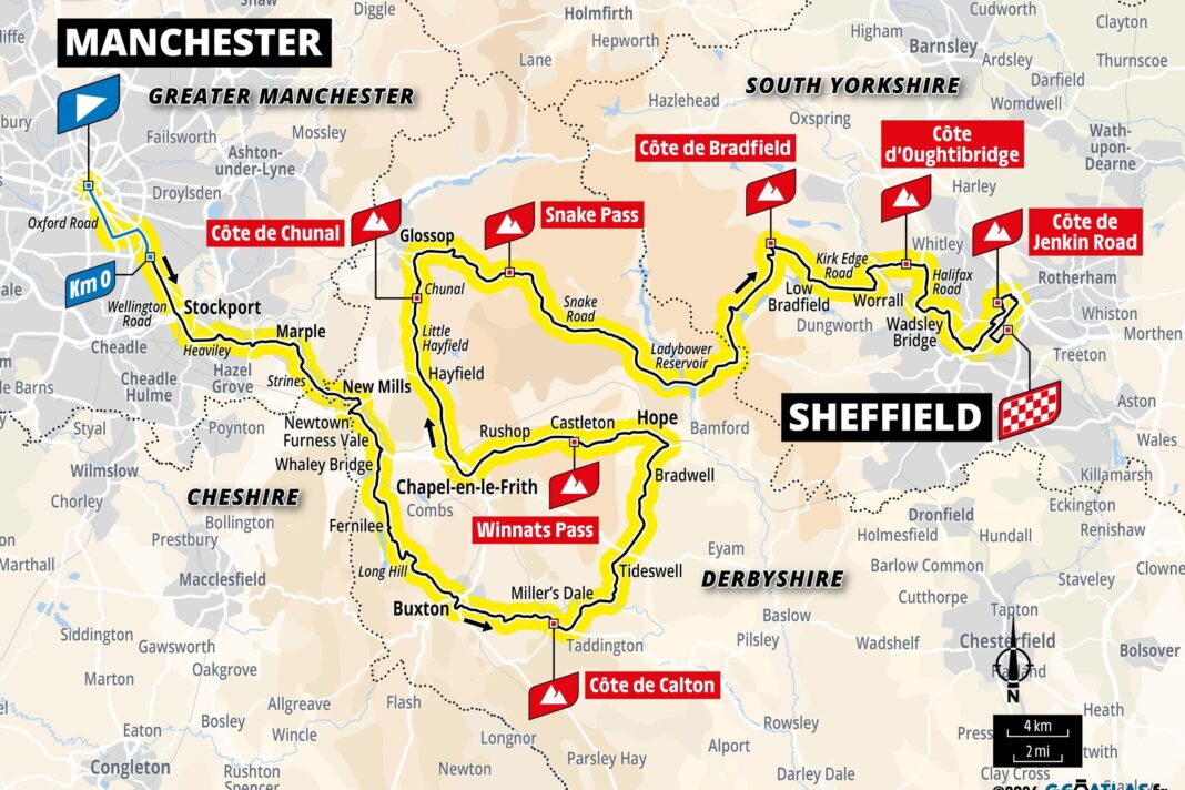 Tour de France UK stages in detail – where can you watch? Tour de France Femmes stage two map