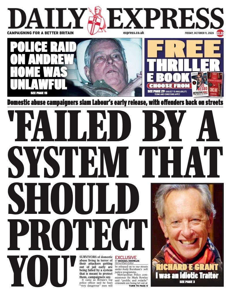 "Failed by a system that should protect you" reads the headline on the front page of the Daily Express.
