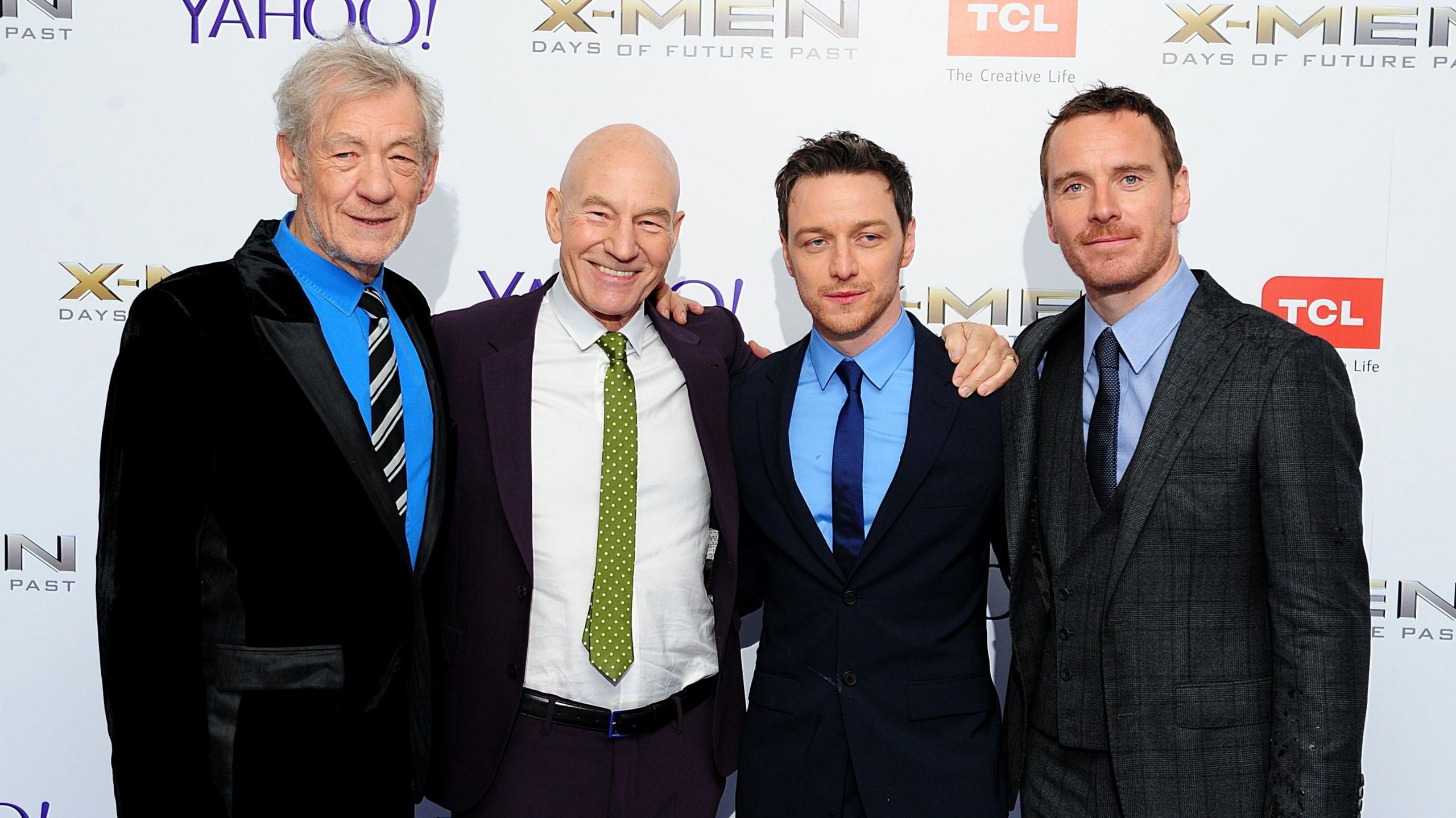Left to right: Sir Ian McKellen, Sir Pat, James McAvoy and Michael Fassbender