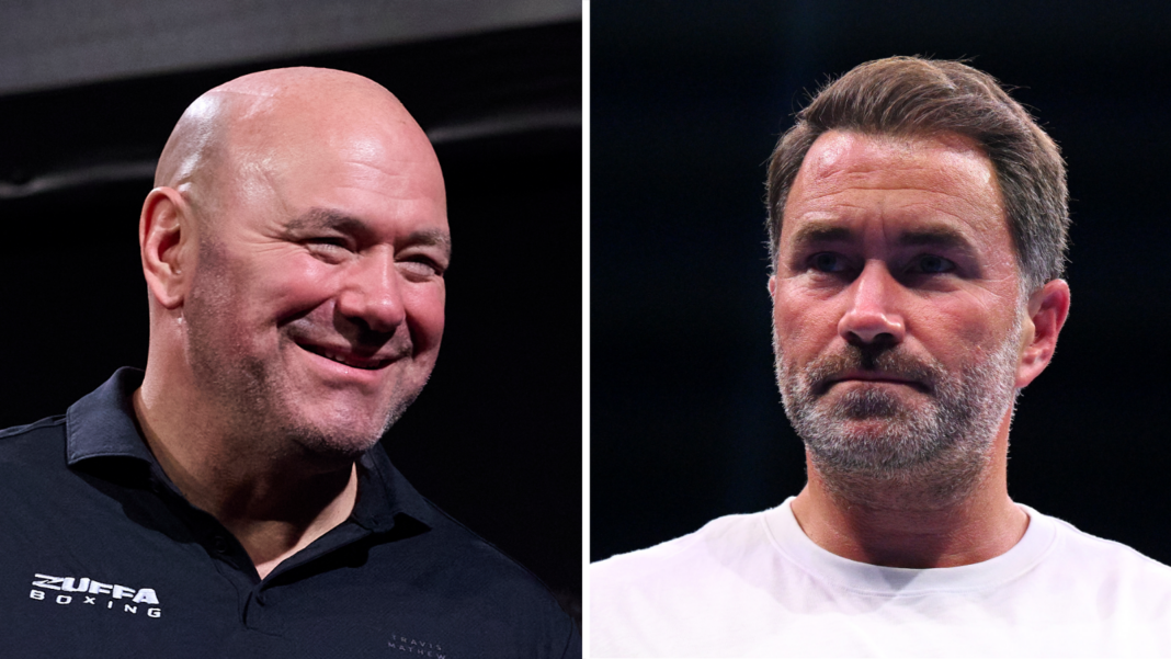 ‘Bored’ White credits Hearn for Fury-Joshua being in UK Dana White and rival promoter Eddie Hearn