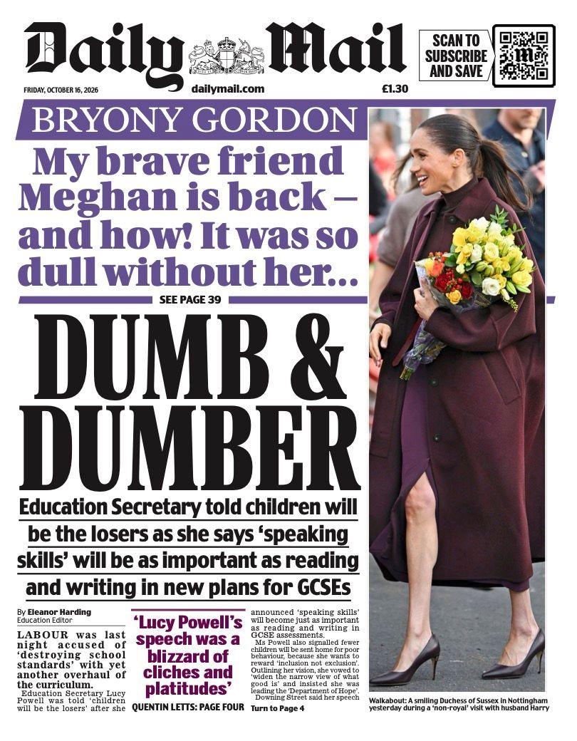 The headline on the front page of the Daily Mail reads: 'Dumb & Dumber.'