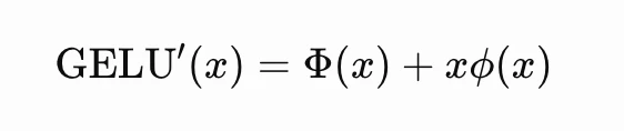 Mathematical derivative of the GELU activation function