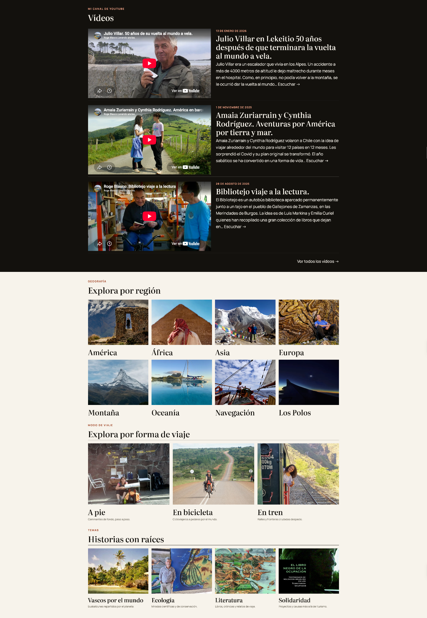 Screenshots of the videos and "browse by category" sections from the rogeblasco.blog site