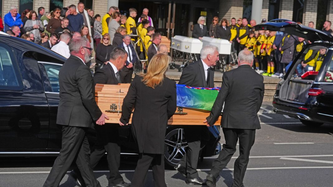 Bodies of four family members killed in Ireland house fire arrive at church before funeral Skynews waterford ireland 7380015